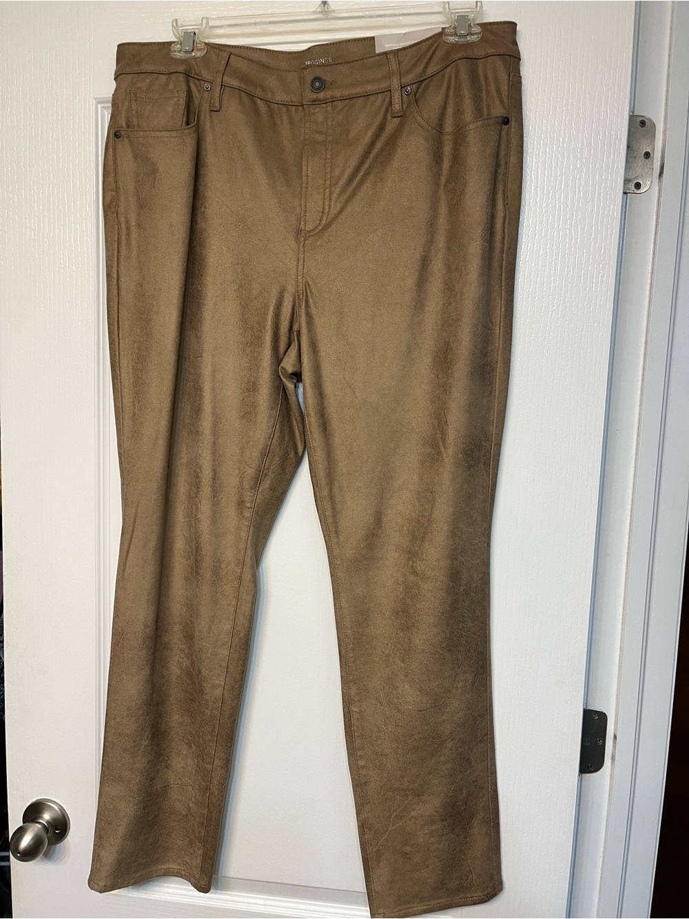 Chico's Tan Brown Suede-Look Straight Leg Pants Size 3R